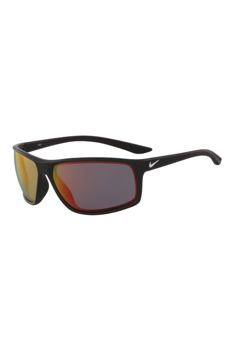 Adrenaline 66mm Oversize Rectangle Sport Wrap Sunglasses, Alternate, color, MATTE BLACK/GREY