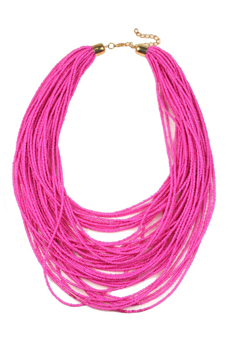 Beaded Layered Necklace, Main, color, PINK