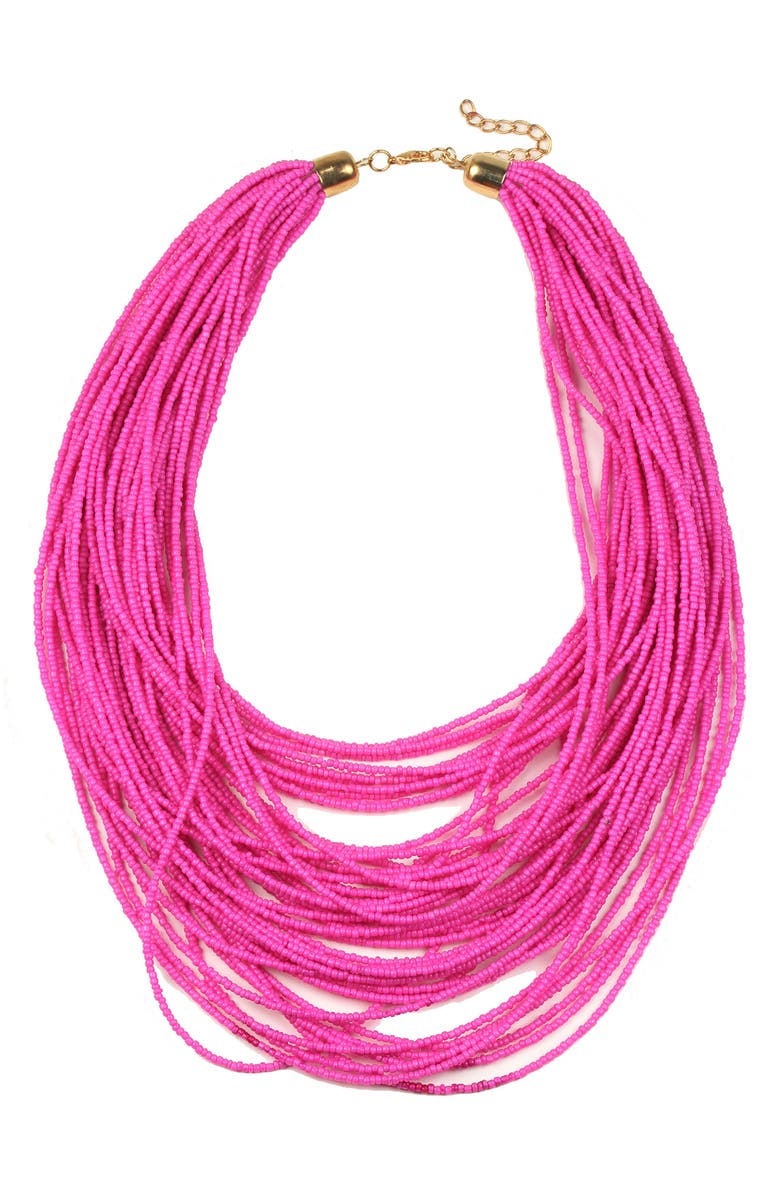 EYE CANDY LOS ANGELES Beaded Layered Necklace, Main, color, Pink