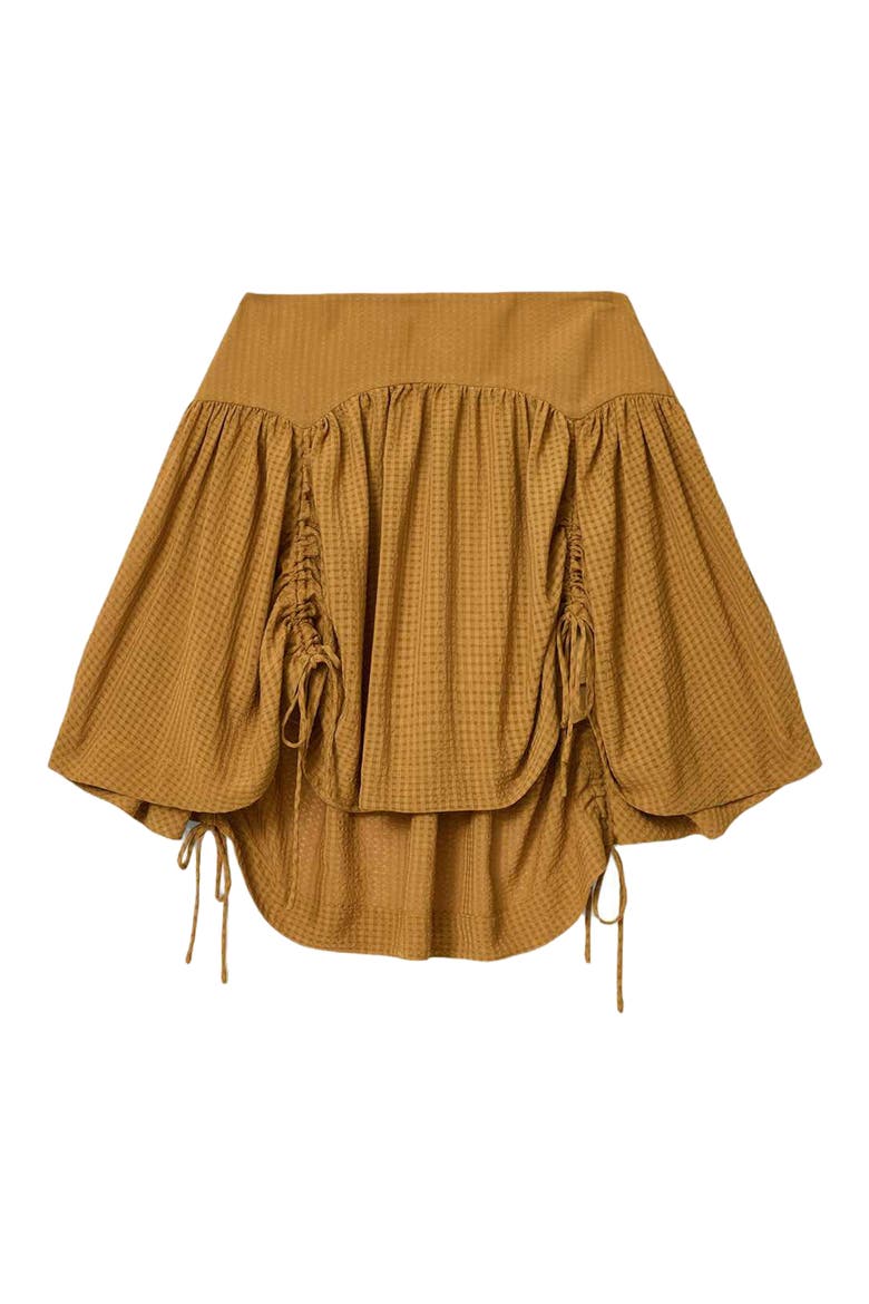 Aria Ruched Miniskirt, Alternate, color, GOLDEN BROWN