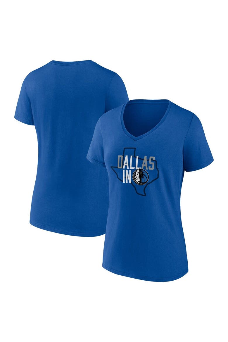 Women's Fanatics Branded Blue Dallas Mavericks Hometown Collection All In V-Neck T-Shirt, Main, color, Blue