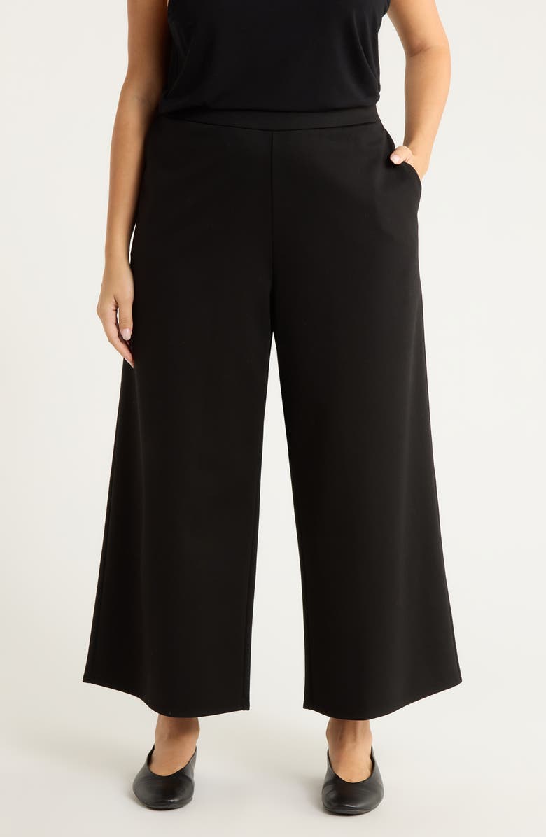Eileen Fisher Ankle Wide Leg Pants, Main, color, Black