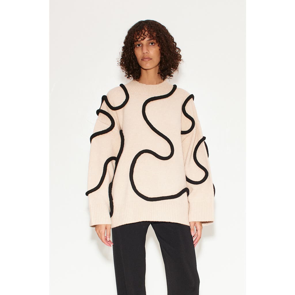 SIMONMILLER LEITH SQUIGGLE KNIT SWEATER in Cream/black