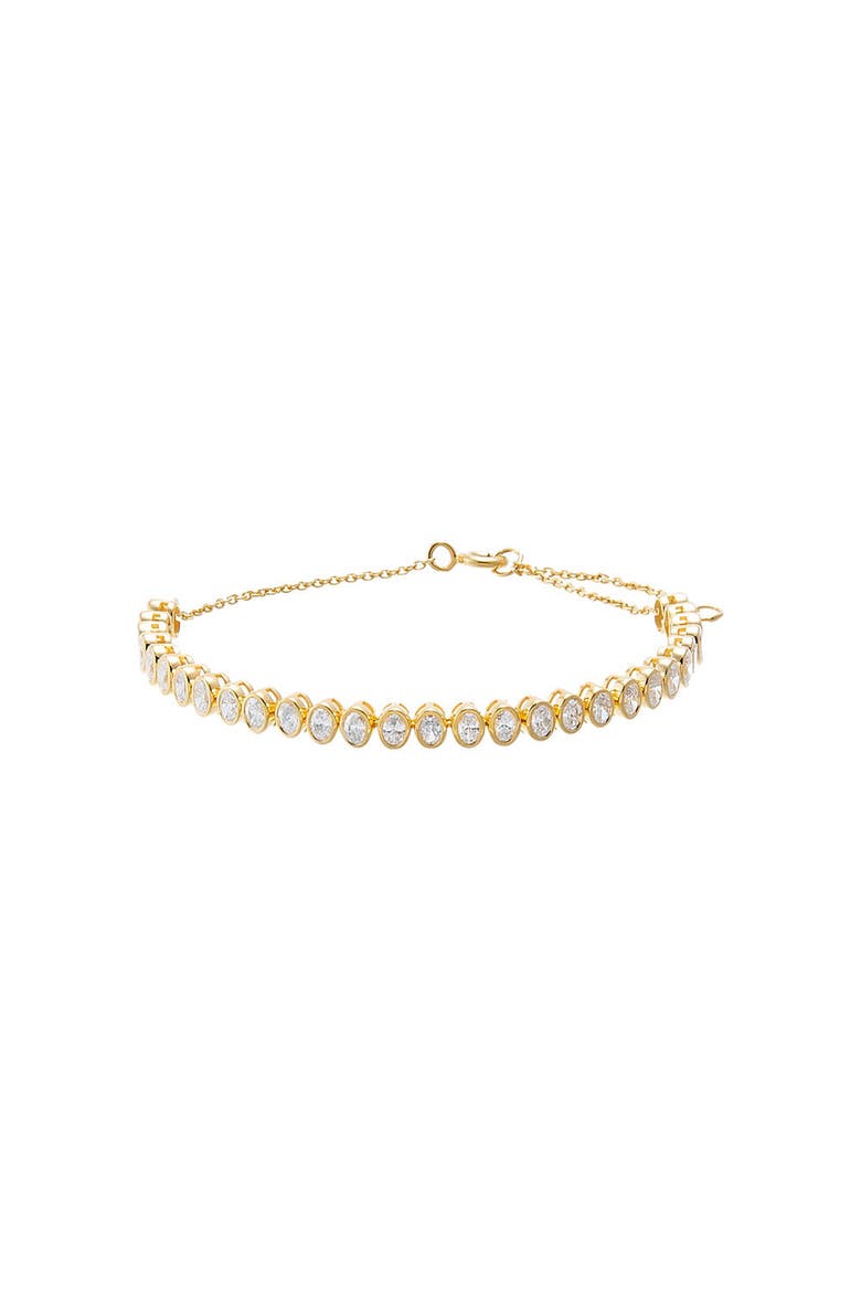 Lab Grown Diamond Oval Bezel Half Tennis Bracelet, Main, color, Gold