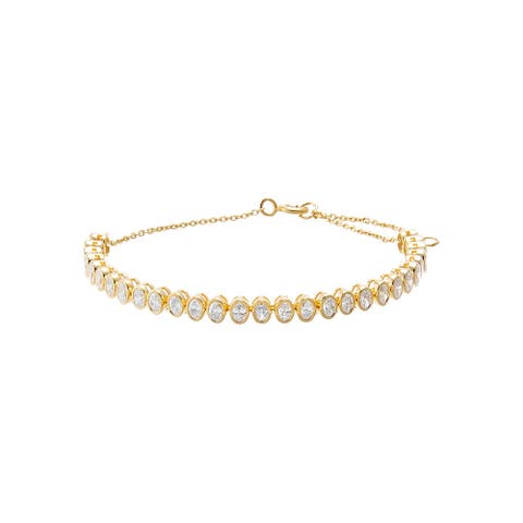Lab Grown Diamond Oval Bezel Half Tennis Bracelet