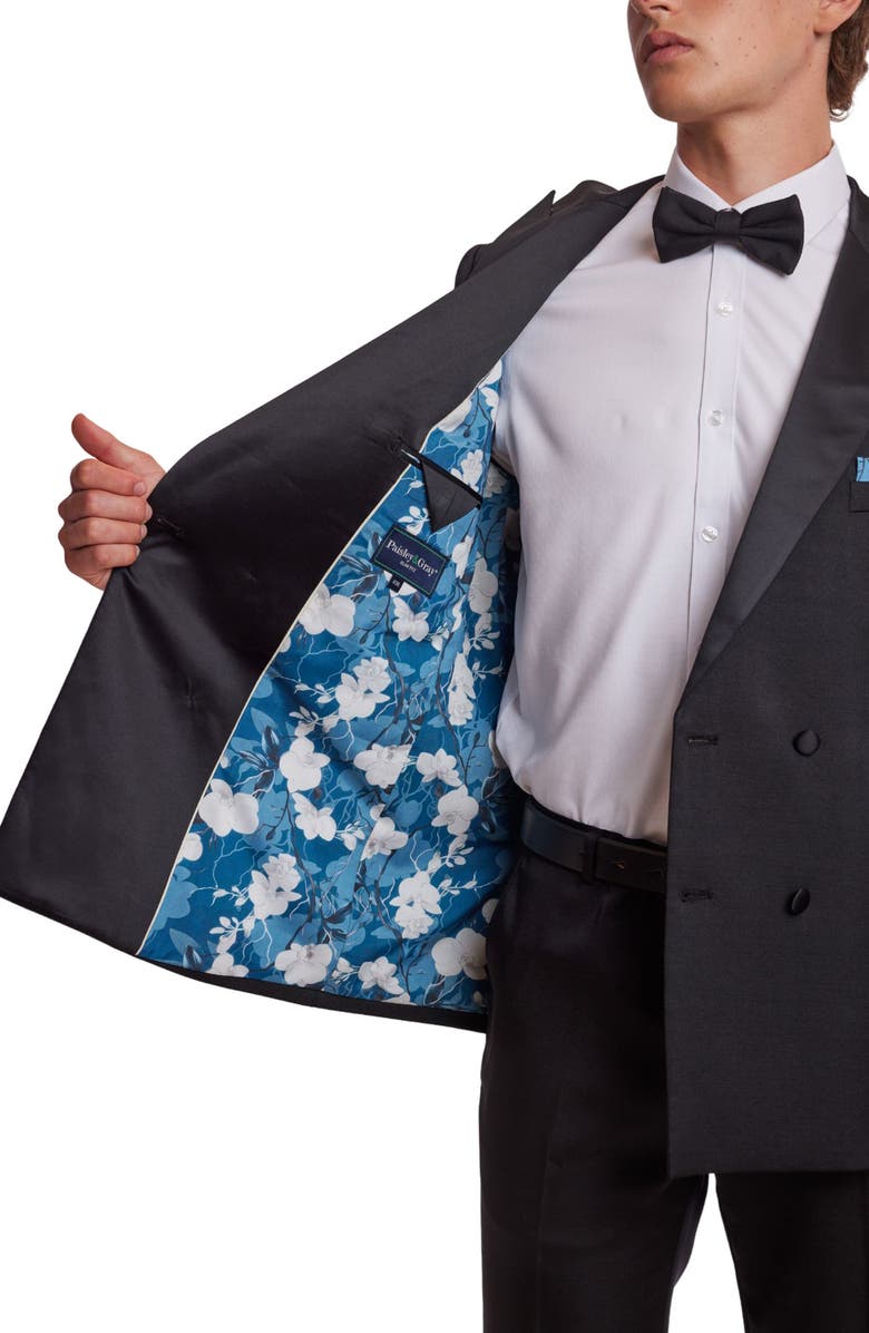 PAISLEY & GRAY Soho Slim Fit Double Breasted Suit Jacket, Alternate, color, Black On Black