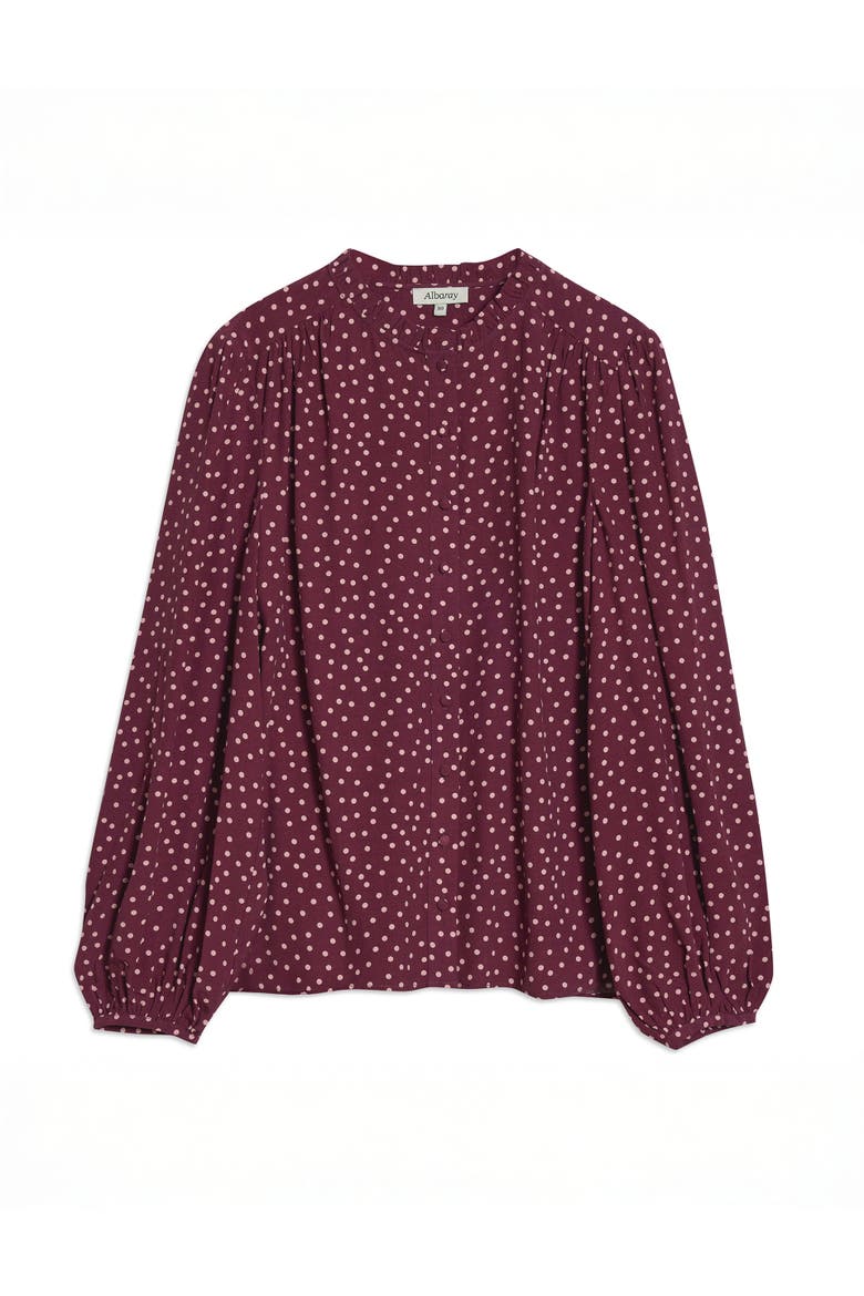 Long Sleeve Spot Print Blouse, Alternate, color, Burgundy