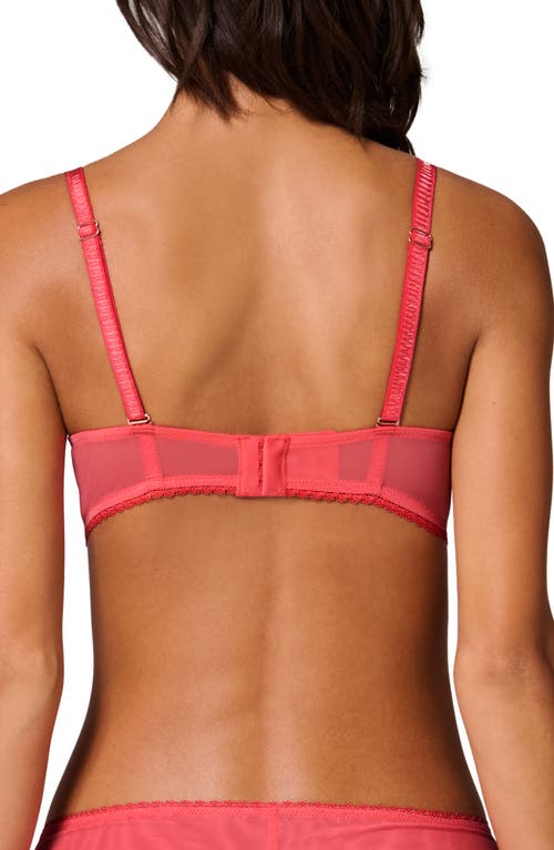 Simone Perele Womens Allure Half-cup Embroidered Mesh Bra Coralia Red In Coralia Red