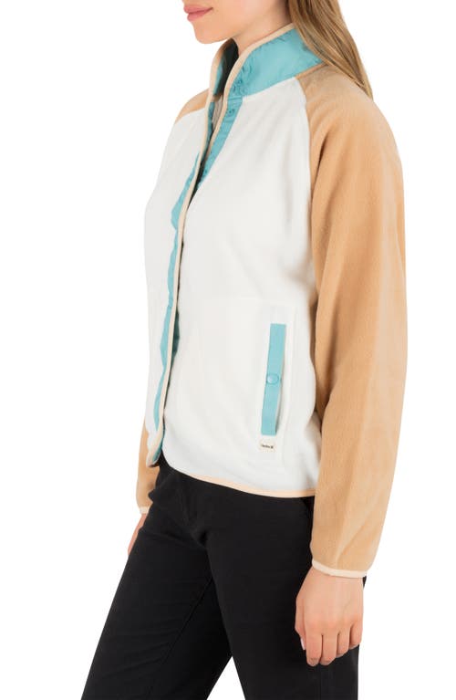 Hurley Explore Colorblock Polar Fleece Jacket In White