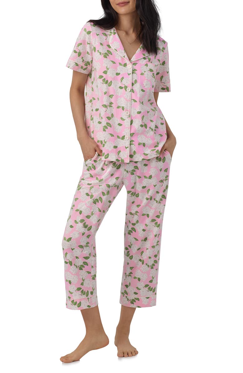 BedHead Pajamas Print Stretch Organic Cotton Jersey Crop Pajamas, Main, color, 