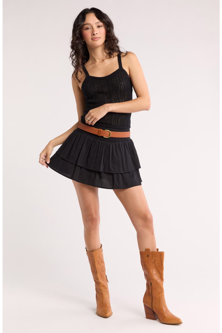 Tiered Mini Skirt, Alternate, color, BLACK