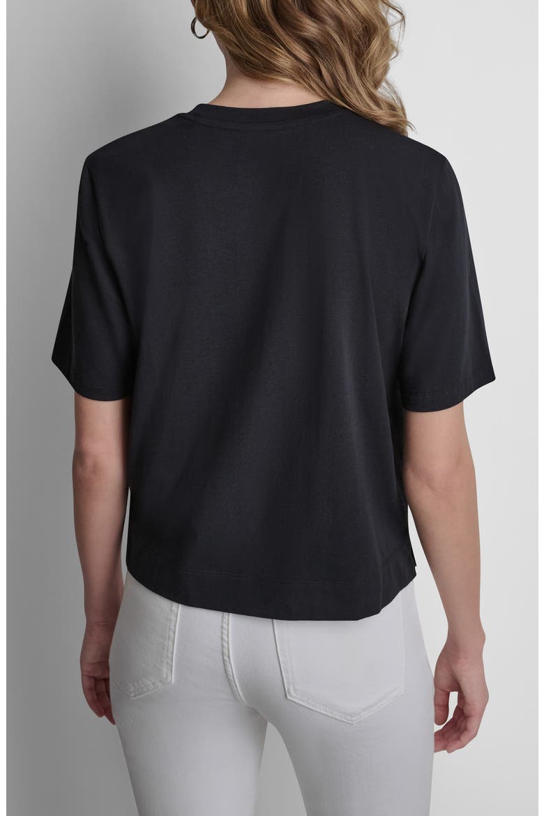 Rhinestone Border Logo Stretch Cotton Graphic T-Shirt, Alternate, color, BLACK