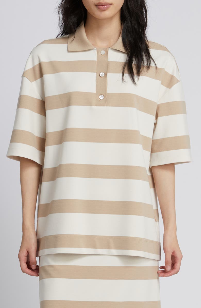 MM by Max Mara Labetaia Stripe Polo Top, Main, color, Ivory