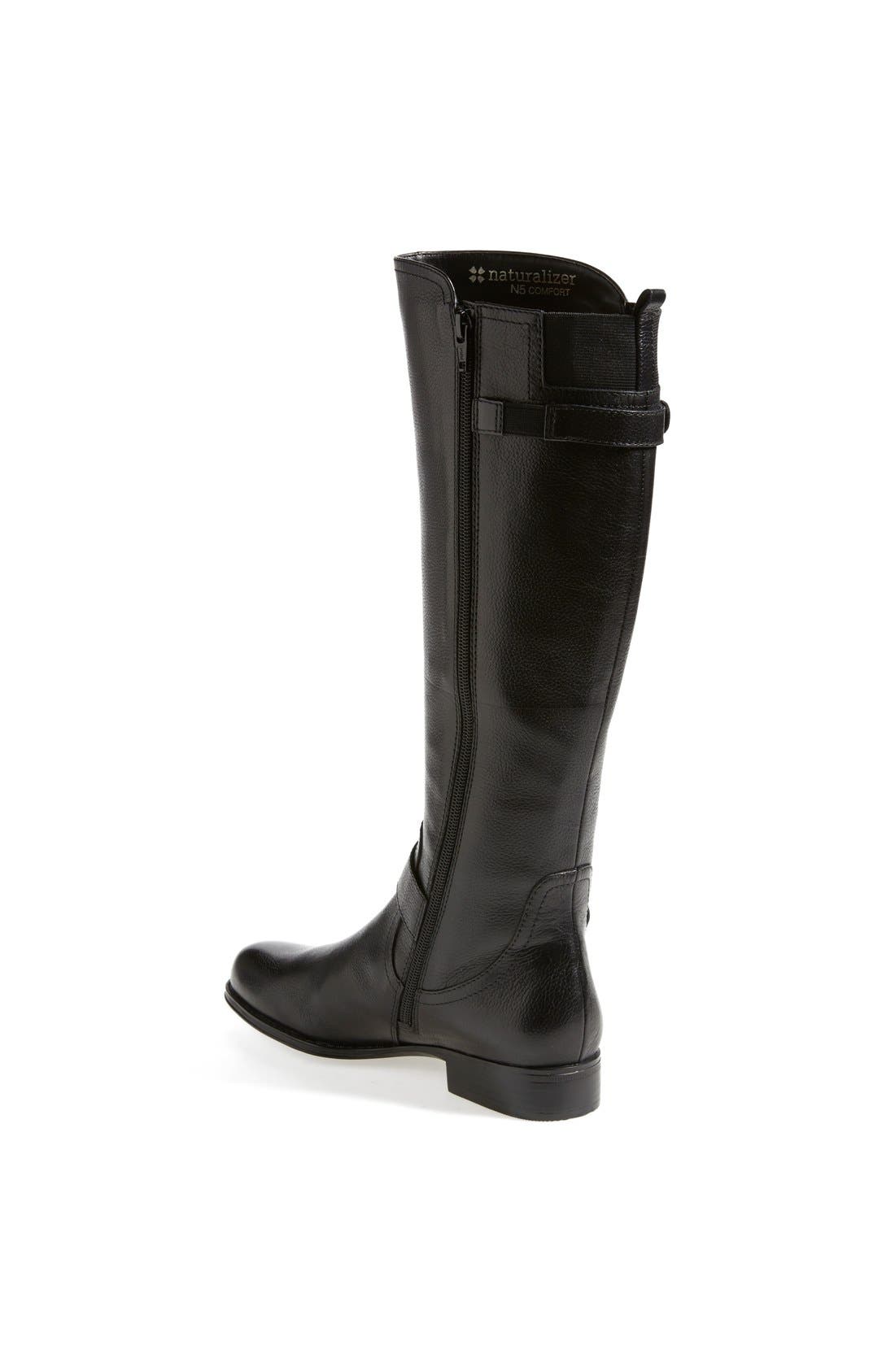'Jersey' Leather Riding Boot, Alternate, color, BLACK LEATHER