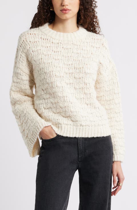 Open Stitch Crewneck Sweater