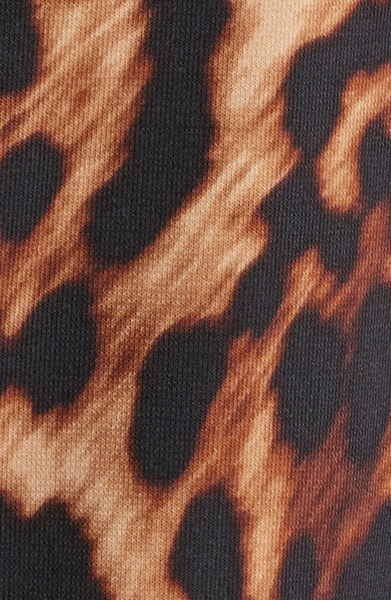 Anne Klein Leopard Print Split Neck Smocked Cuff Top, Alternate, color, 