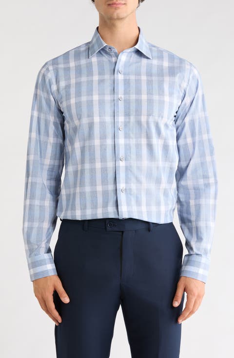 Heathered Block Check Trim Fit Shirt