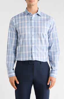 Heathered Block Check Trim Fit Shirt