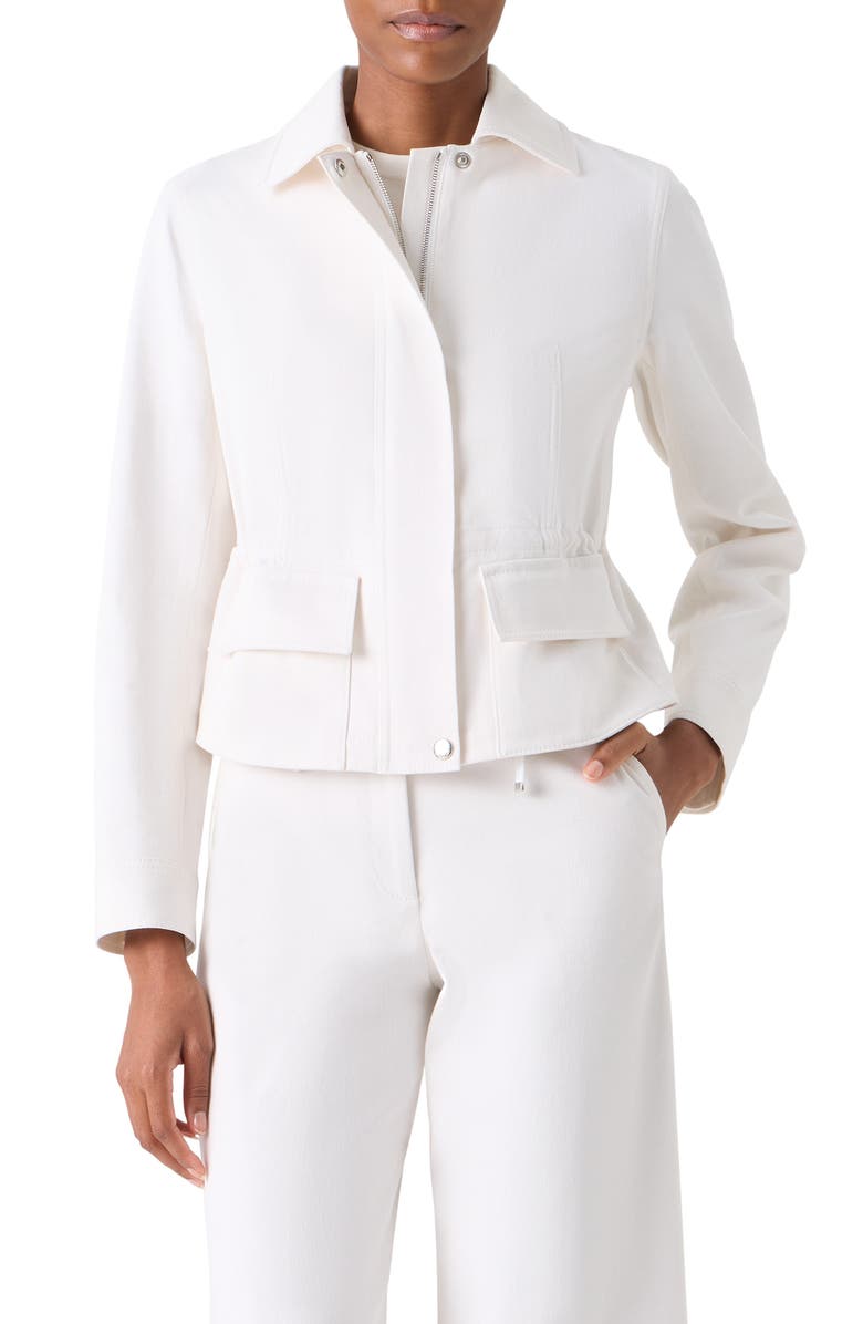 Akris Hugh Stretch Denim Cargo Jacket, Main, color, Ecru