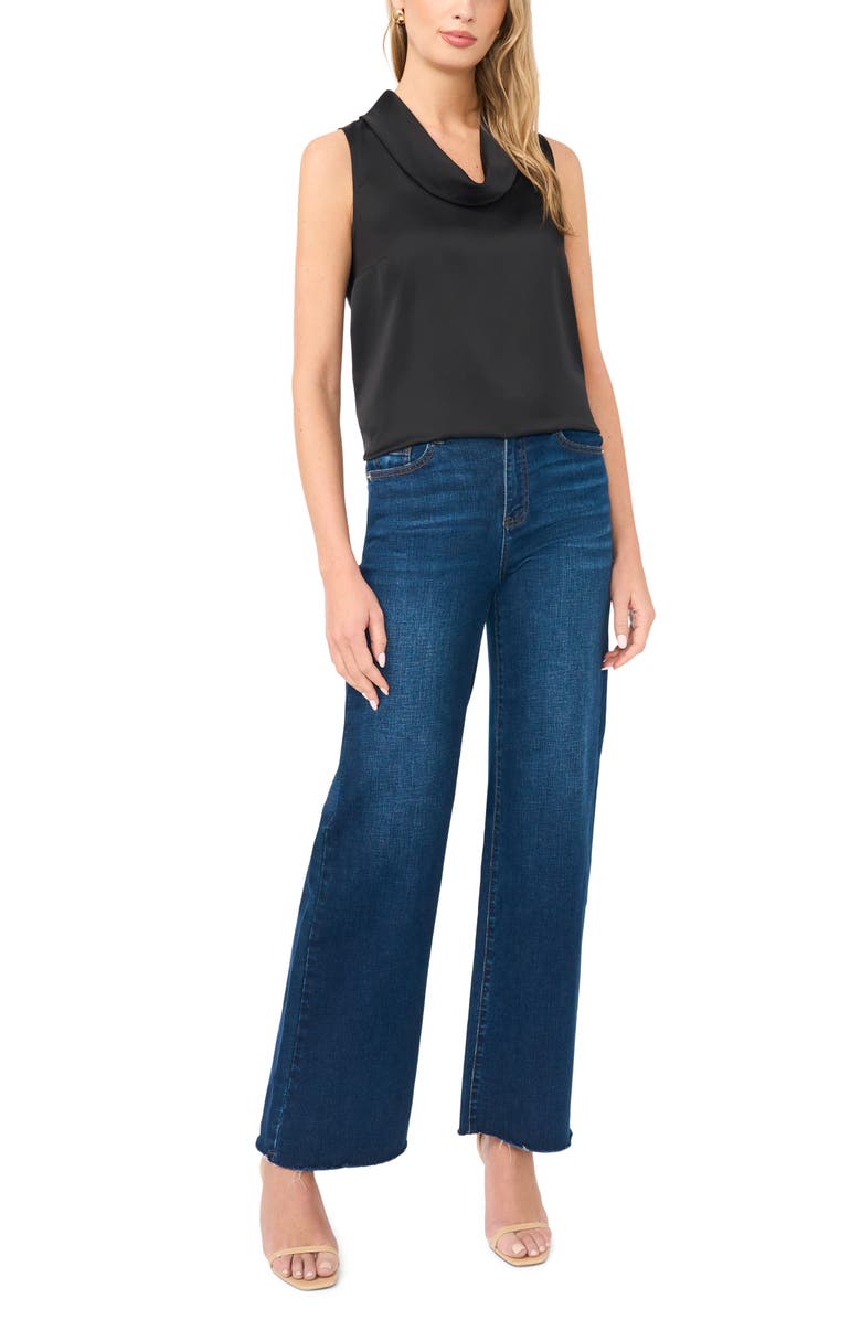 Vince Camuto Cowl Neck Sleeveless Satin Top, Alternate, color, Rich Black