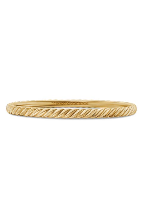 Sculpted Cable Bangle Bracelet in 18K Yellow Gold, 4.6mm