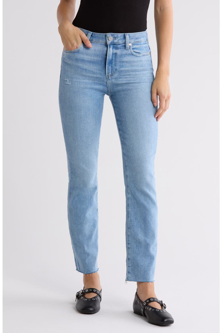 Cindy High Waist Raw Hem Ankle Straight Leg Jeans, Main, color, IN TUNE DISTRESSED