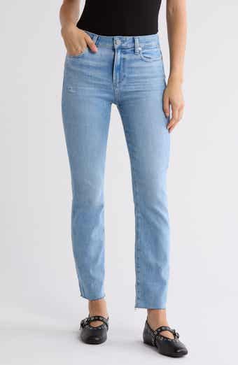 PAIGE Cindy High Waist Raw Hem Ankle Straight Leg Jeans