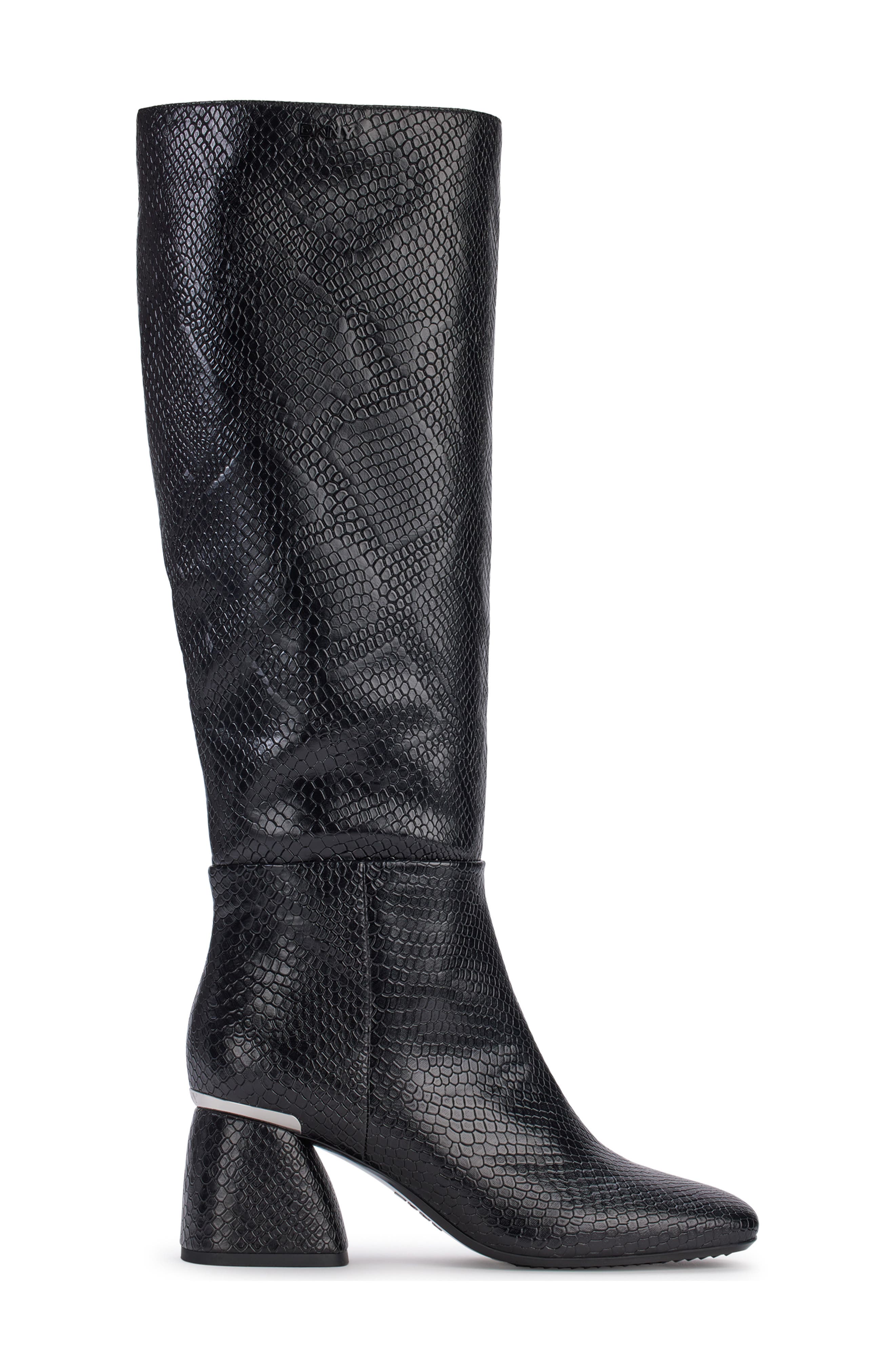 DKNY Cana Knee High Block Heel Boot, Alternate, color, Black