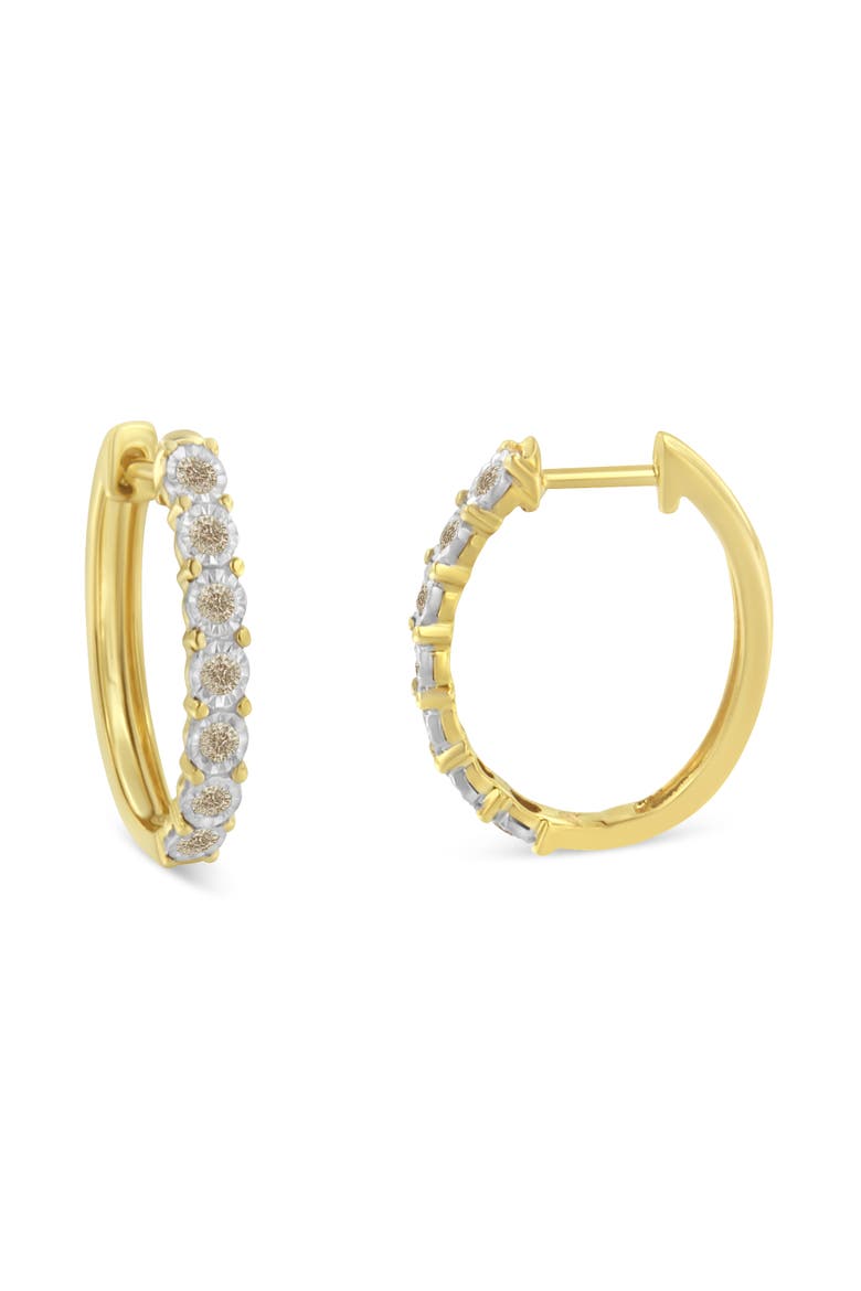 10KT Two-Toned Gold Diamond Hoop Earring, Alternate, color, Yellow