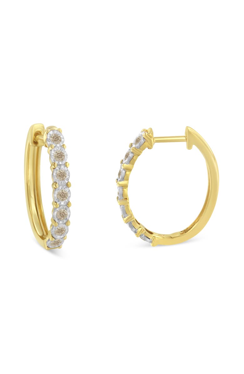 Haus of Brilliance 10KT Two-Toned Gold Diamond Hoop Earring, Alternate, color, Yellow