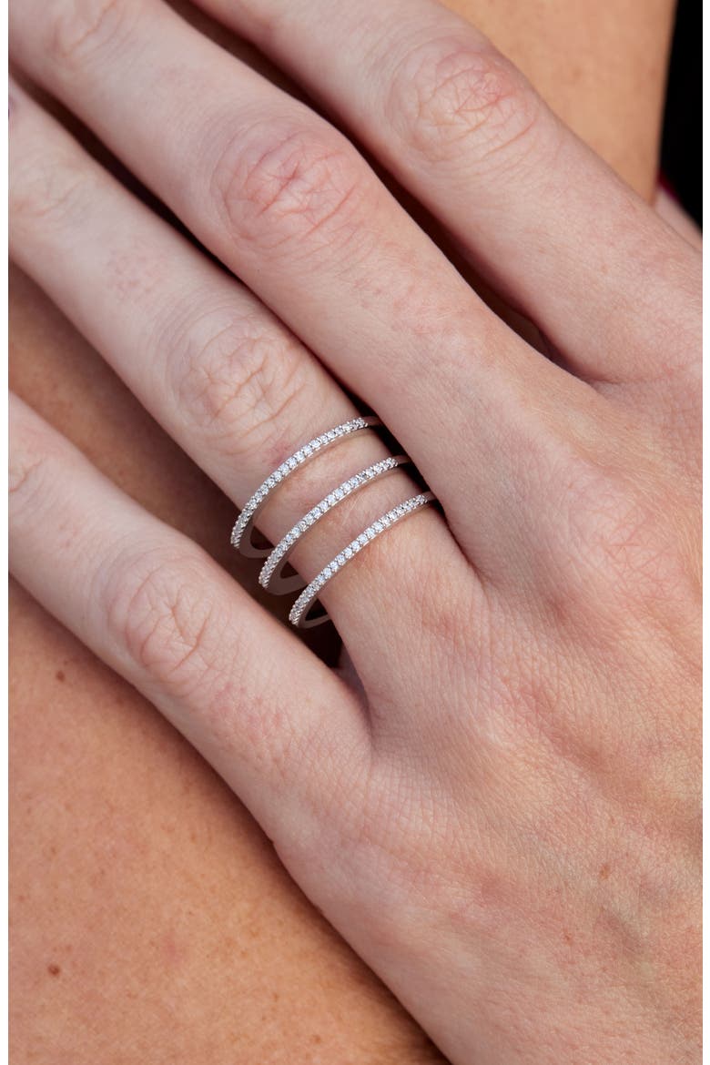 Triple Row Diamond Statement Ring, Alternate, color, SILVER