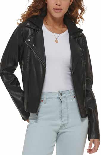Levi's® Fleece Hood Faux Leather Moto Jacket
