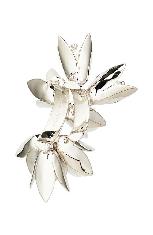 Simone Rocha Encased Faux Pearl Flower Cluster Earrings In Burgundy