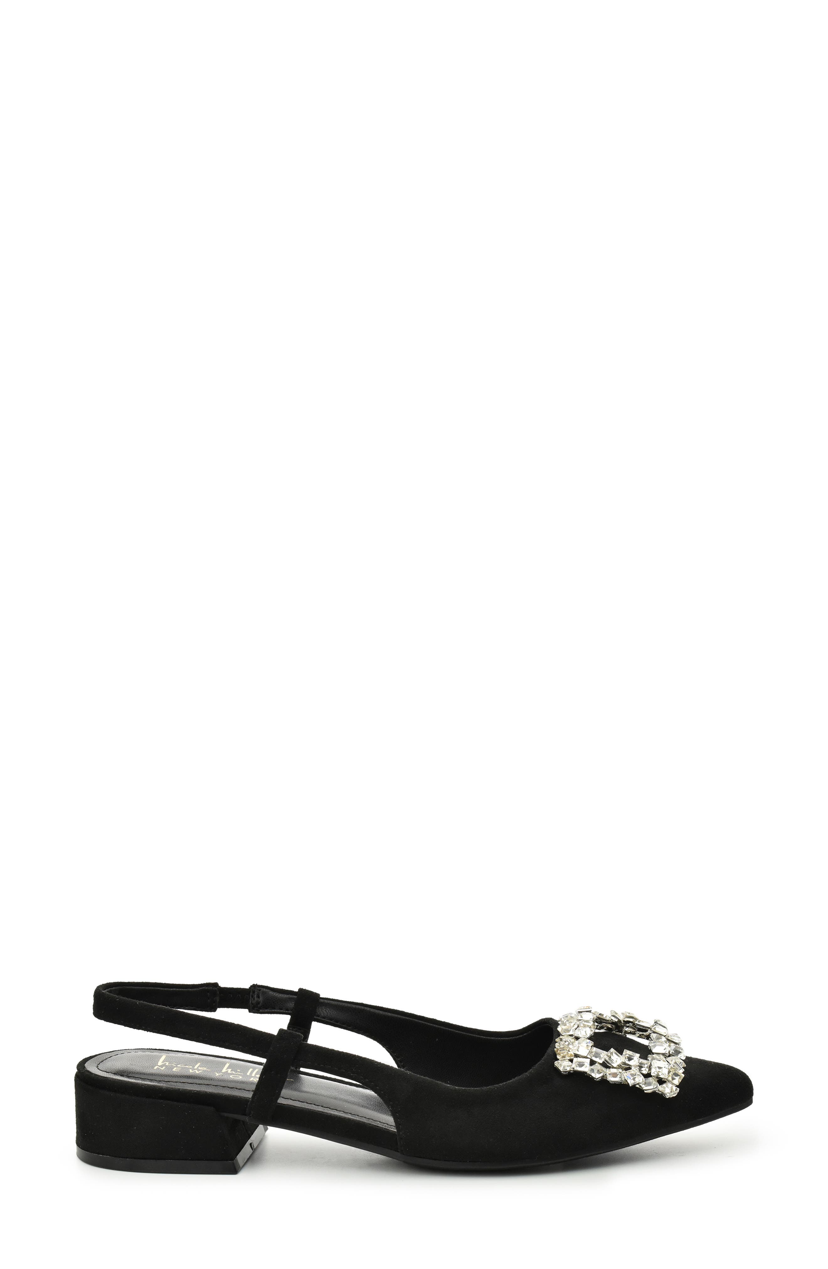 Nicole Miller Jewel Embellished Slingback Pump, Alternate, color, Black Suede
