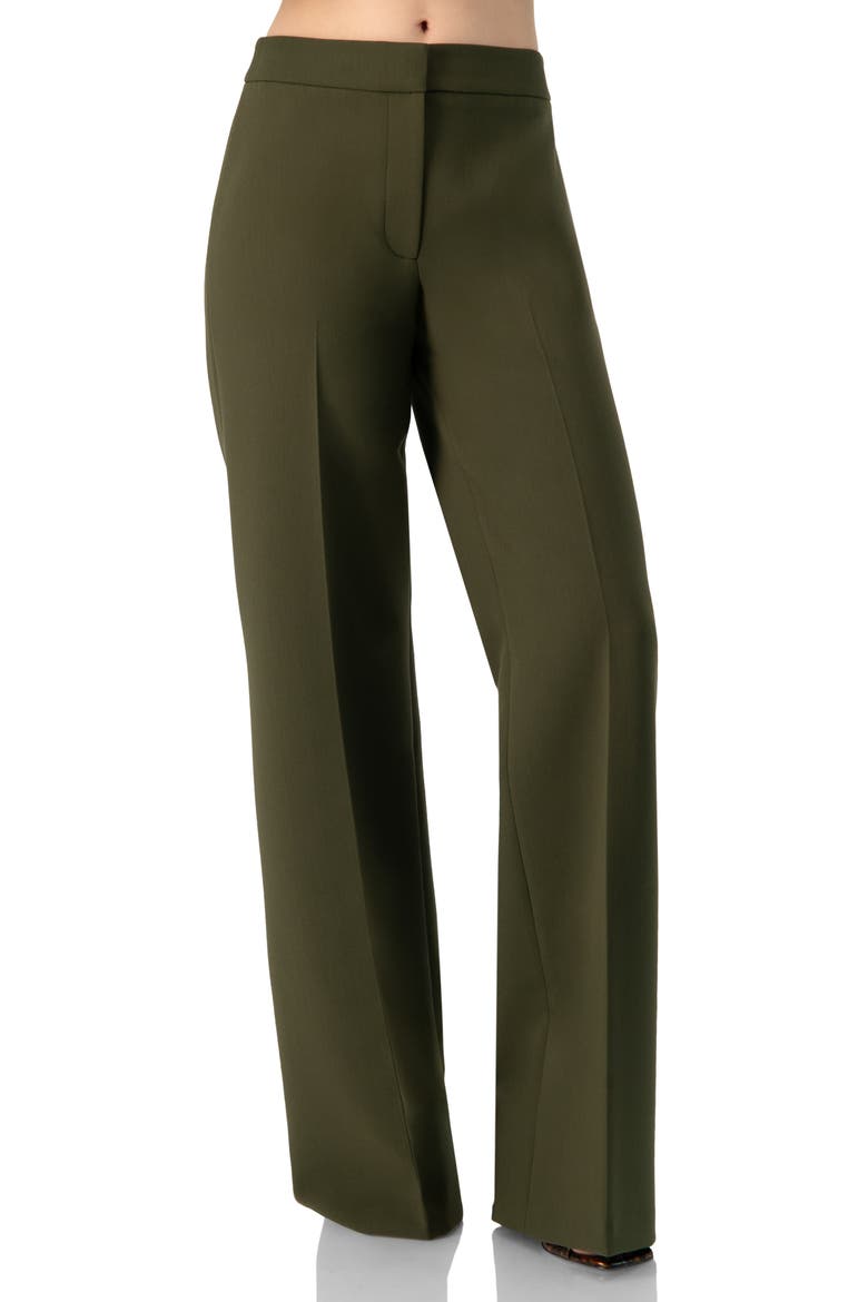 Straight Solid Gabardine Trousers, Main, color, Green