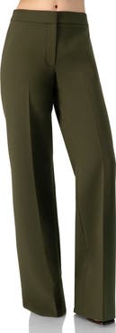 IVONNE Straight Solid Gabardine Trousers