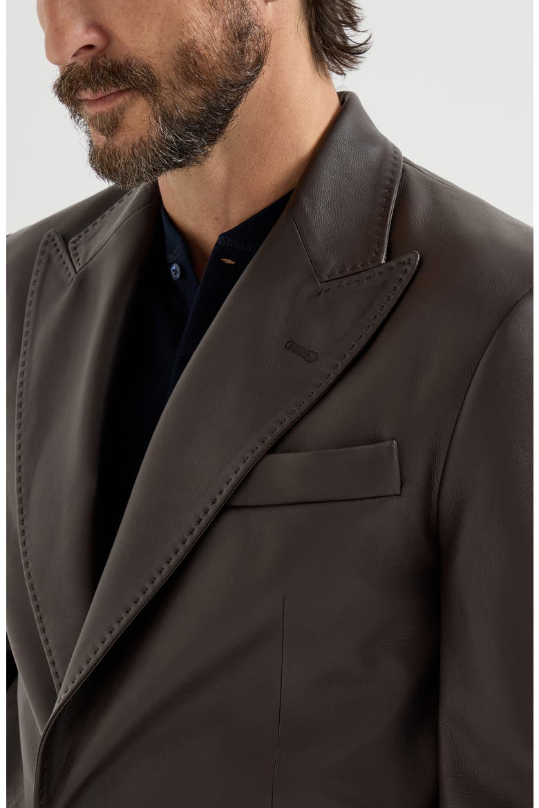 Calfskin blazer, Alternate, color, Chocolate