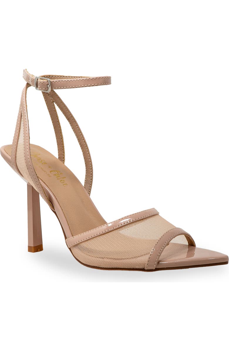CHASE AND CHLOE Mesh Ankle Strap Sandal, Main, color, Beige Pu