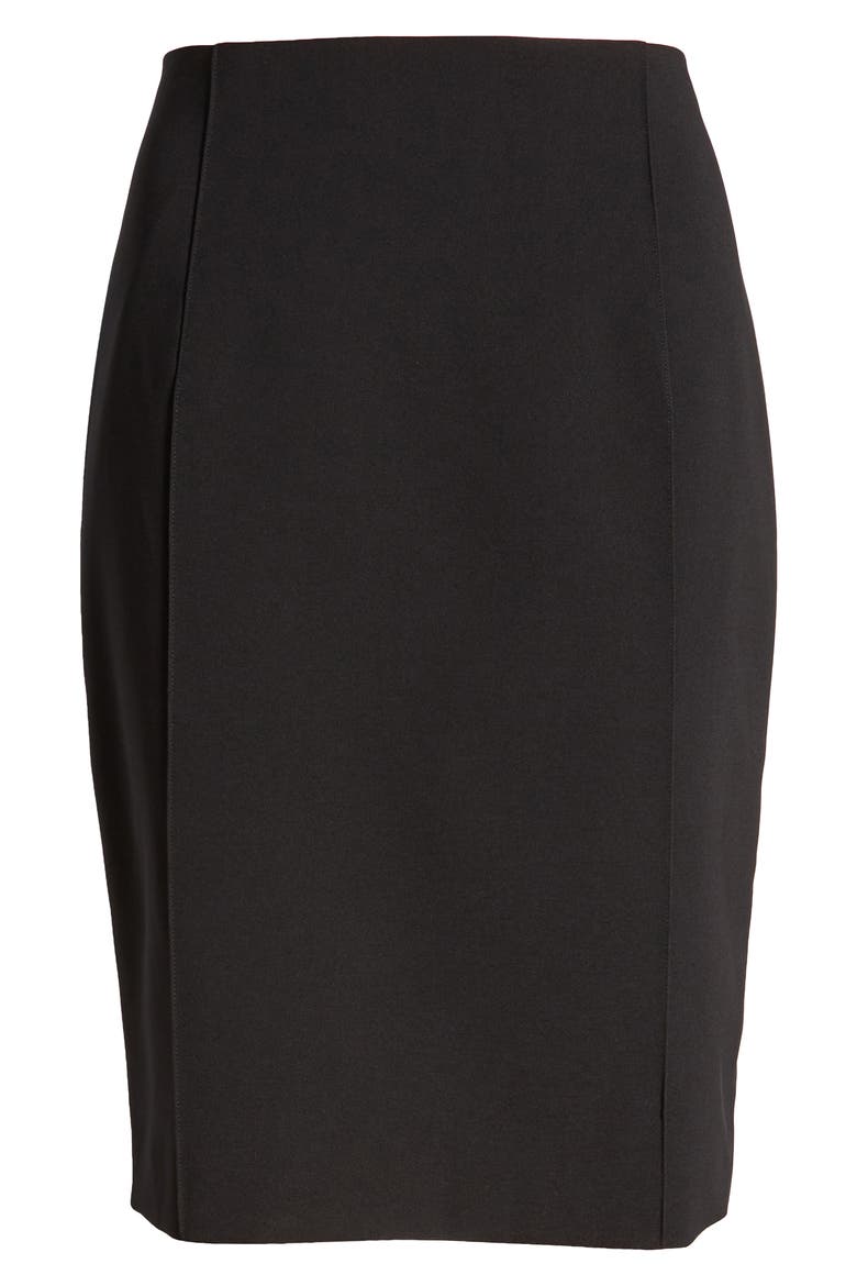 Pintuck Crepe Pencil Skirt, Alternate, color, ANNE BLACK