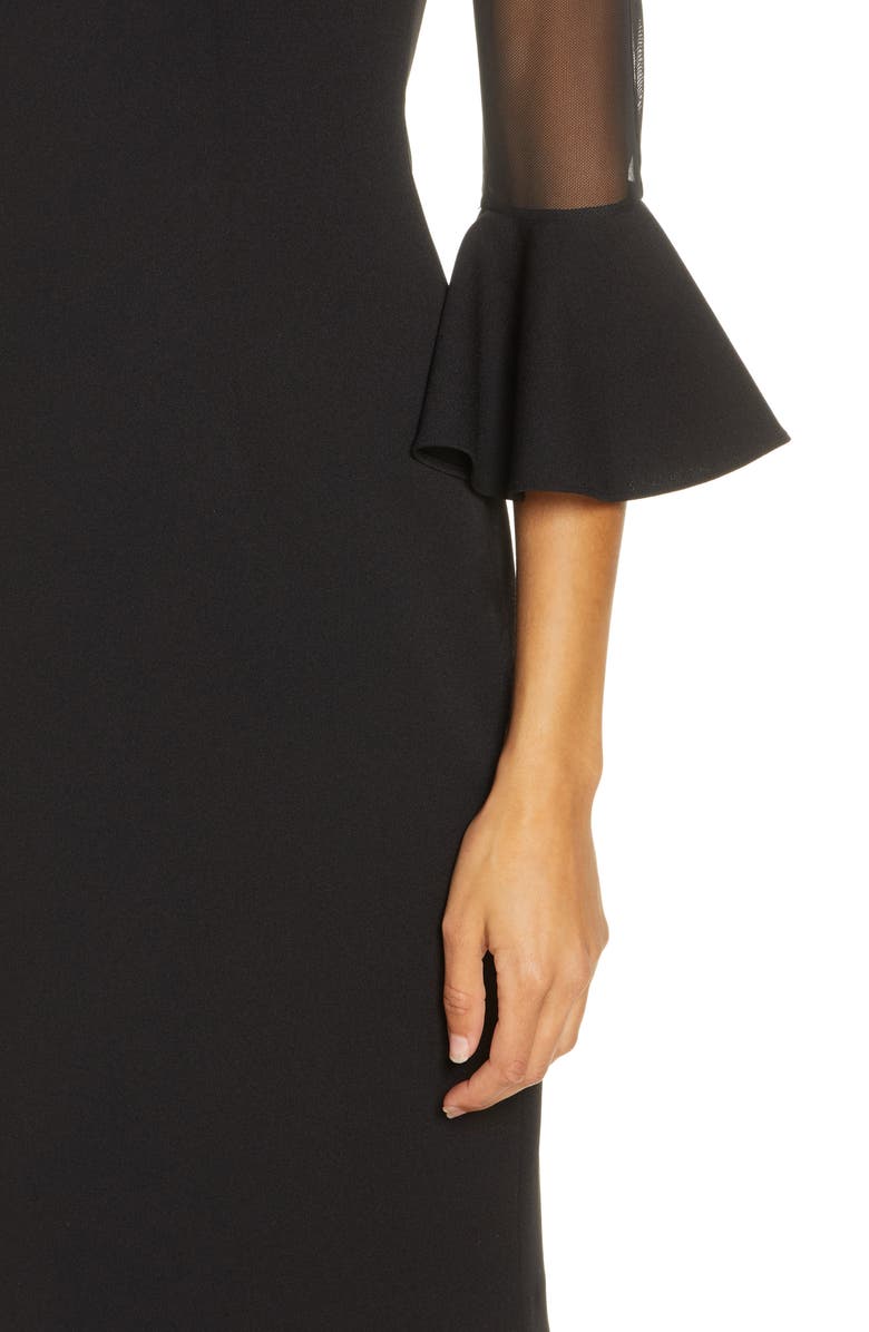 Eliza J Illusion Long Sleeve Crepe Cocktail Dress, Alternate, color,