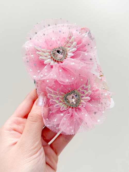 Puttisu 2pc Angel Sparkle Wings Clip Set In Pink