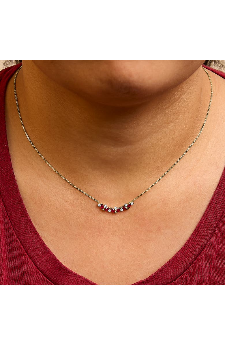 Haus of Brilliance 14K Yellow Gold Red Ruby and Diamond Trio Bar Line Necklace, Alternate, color, Yellow
