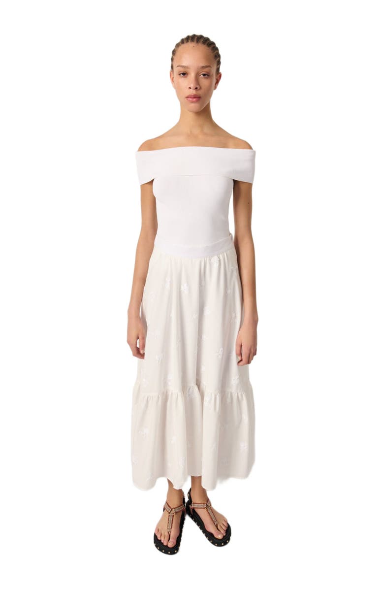 maje Long embroidered skirt, Main, color,