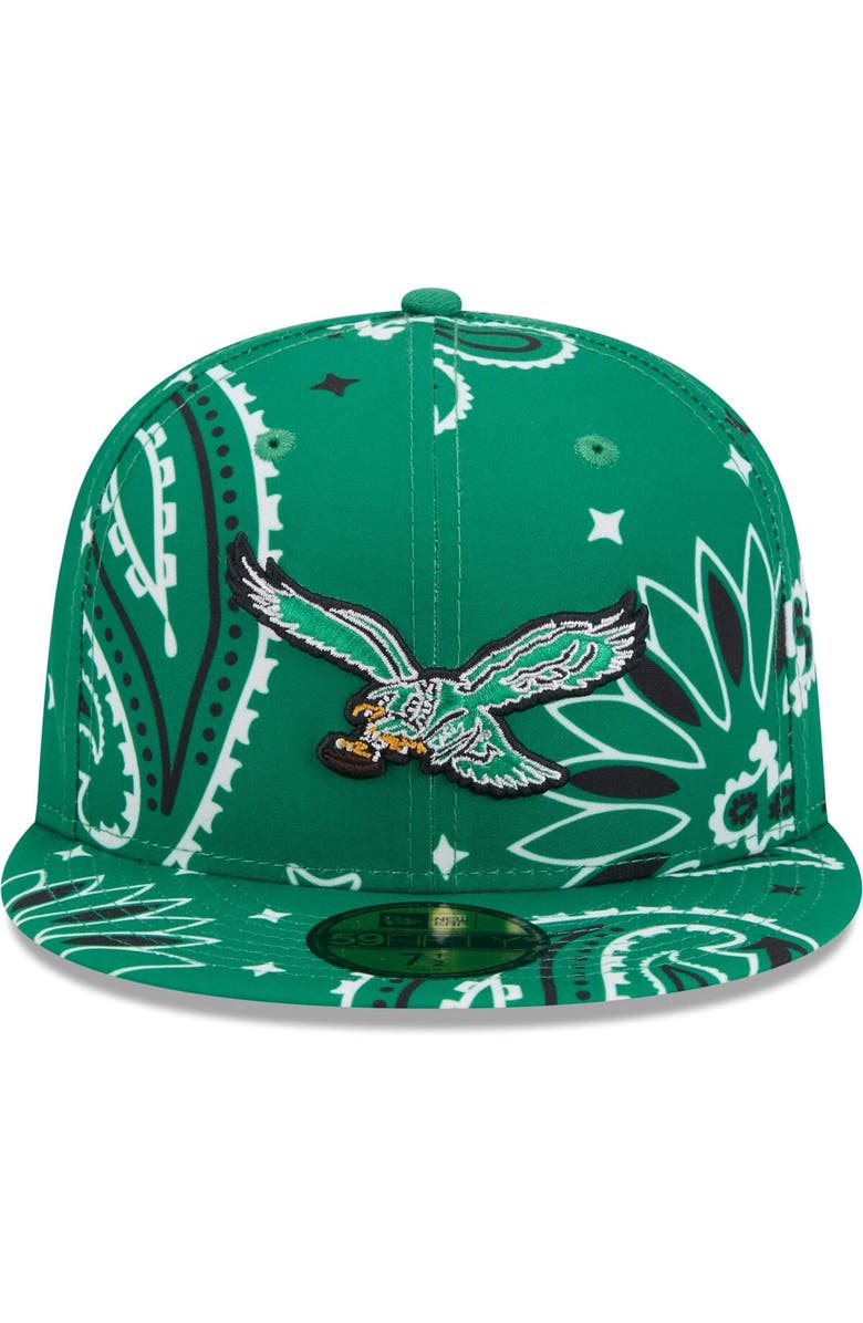 New Era Men's New Era Kelly Green Philadelphia Eagles Throwback Paisley 59FIFTY Fitted Hat, Alternate, color, Kelly Green