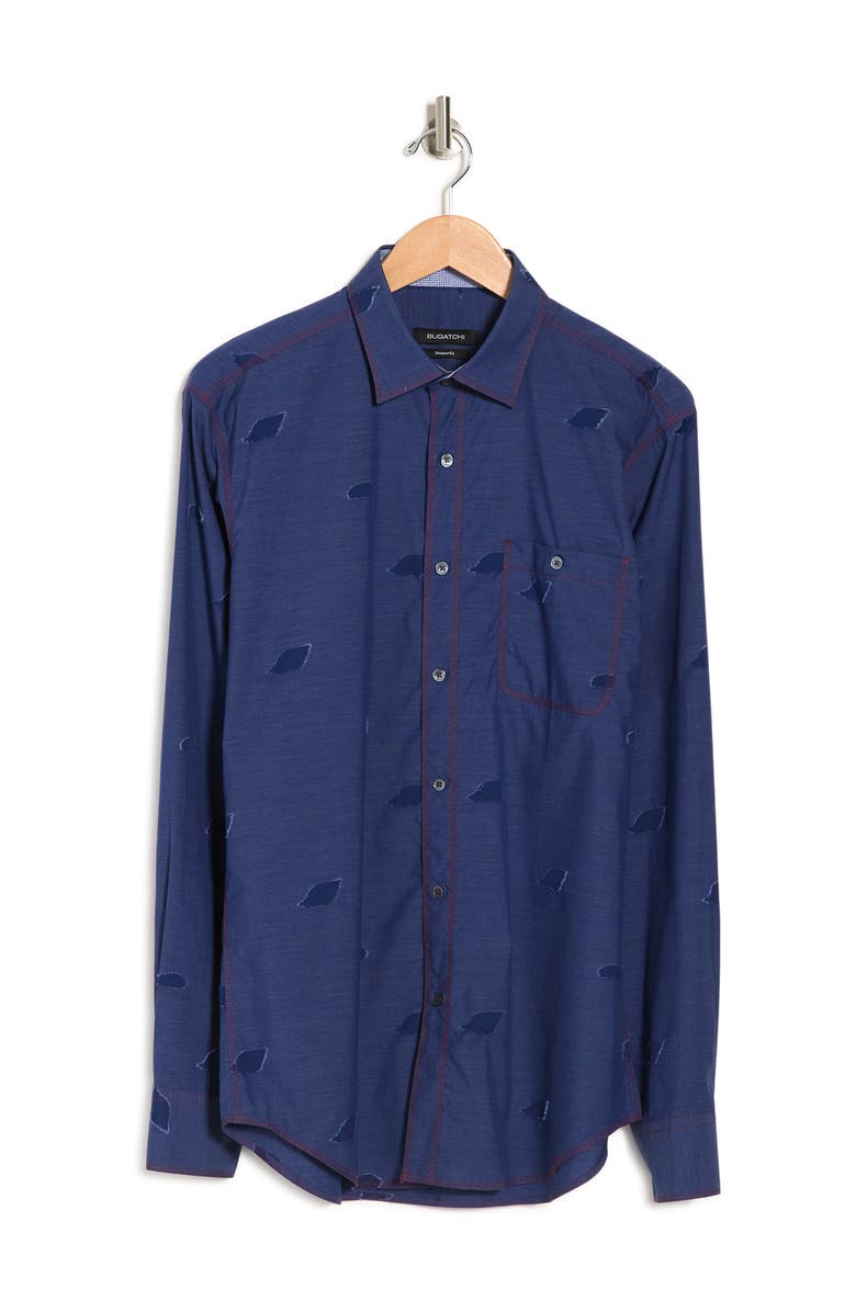 Bugatchi Shaped Fit Pattern Dress Shirt, Alternate, color, 