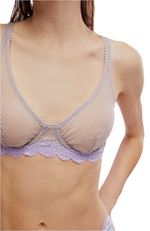Free People Midweek Dotted Mesh Underwire Bra In Purple