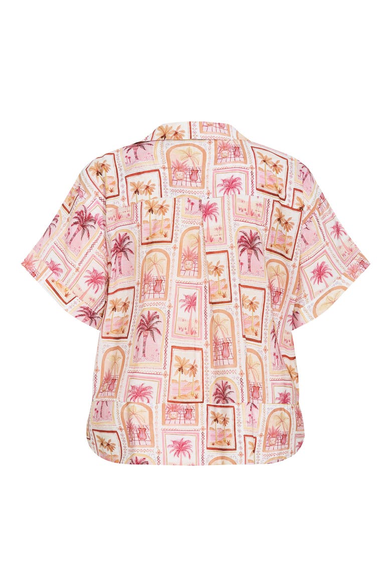 Postcard Print Tie Front Top, Alternate, color, POSTCARD SOIREE