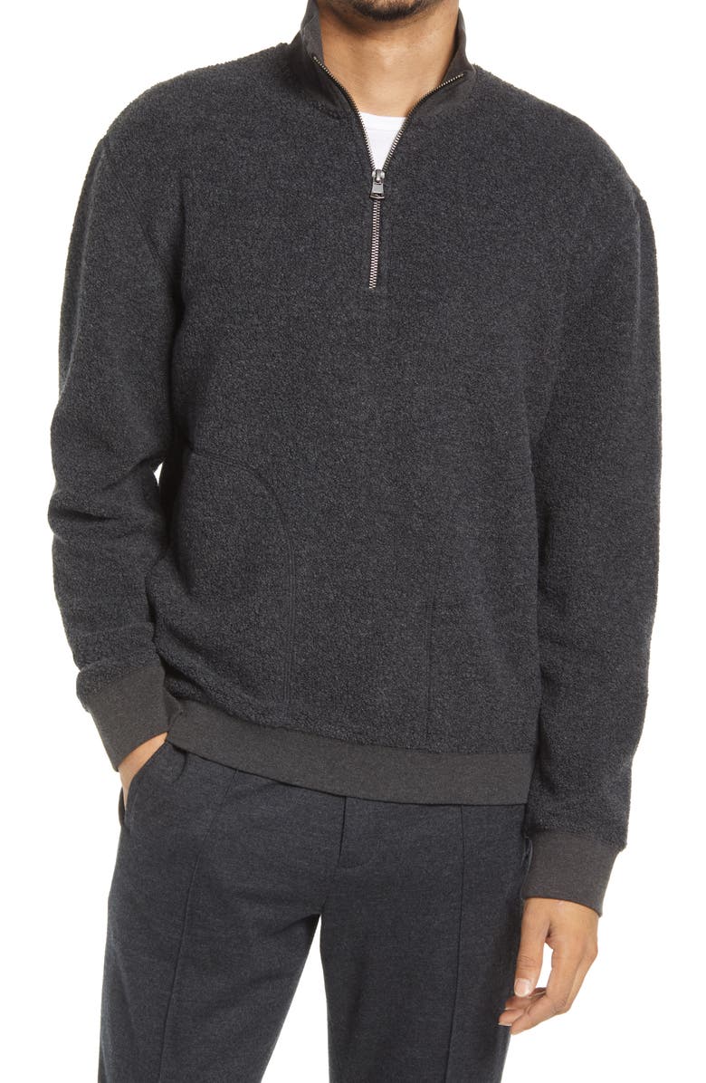 Vince Bouclé Quarter Zip Wool Blend Sweatshirt, Main, color, 