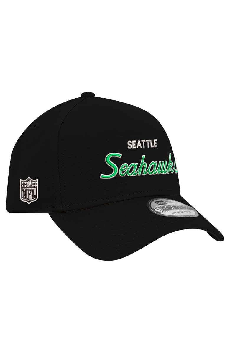 New Era Men's New Era Black Seattle Seahawks Smith 9FORTY Adjustable hat, Main, color, Black