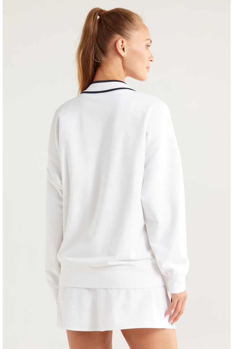 Courtside French Terry Cardigan, Alternate, color, WHITE
